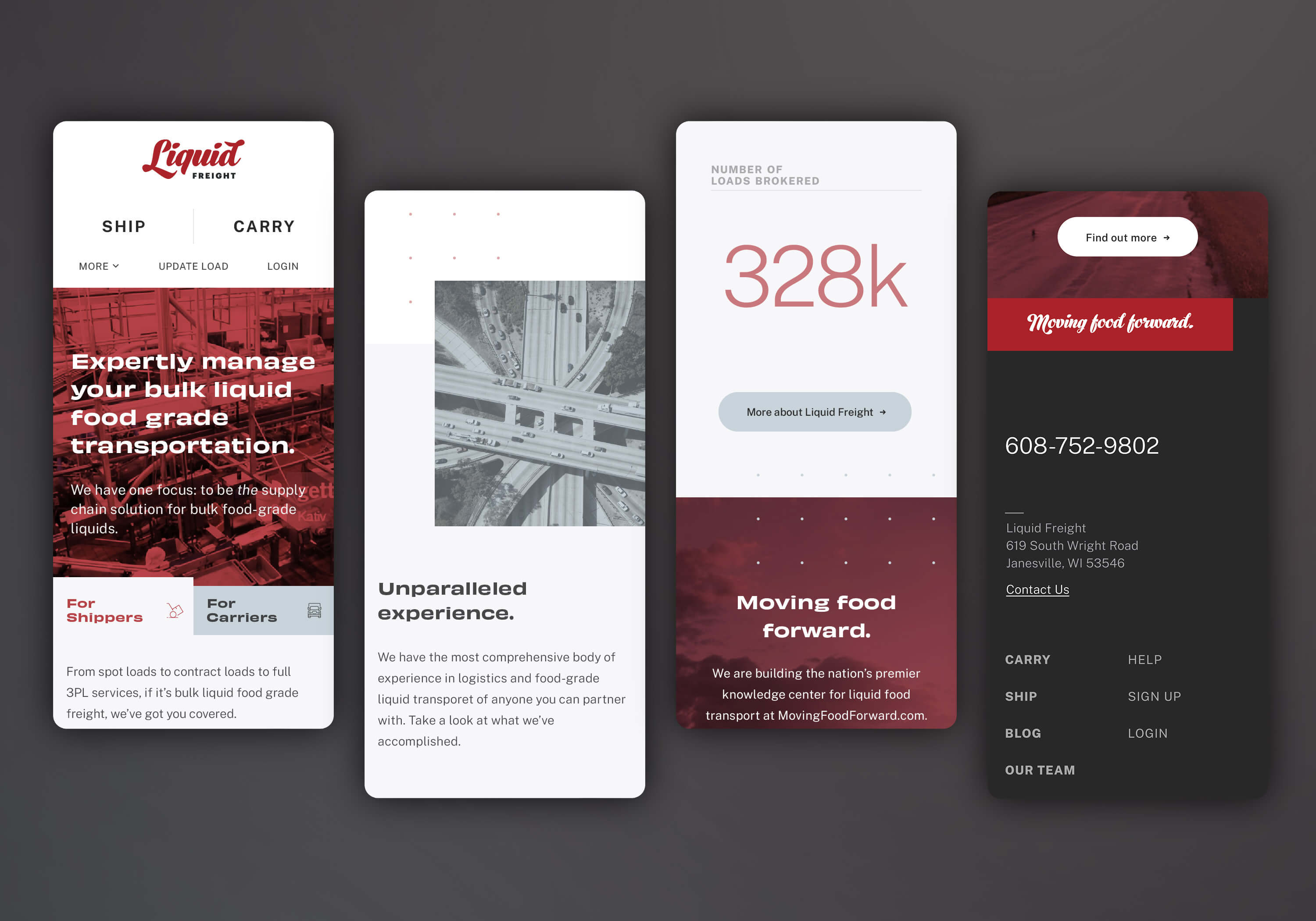 website mobile screens